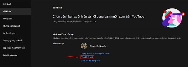 tạo tài khoản youtube kiếm tiền