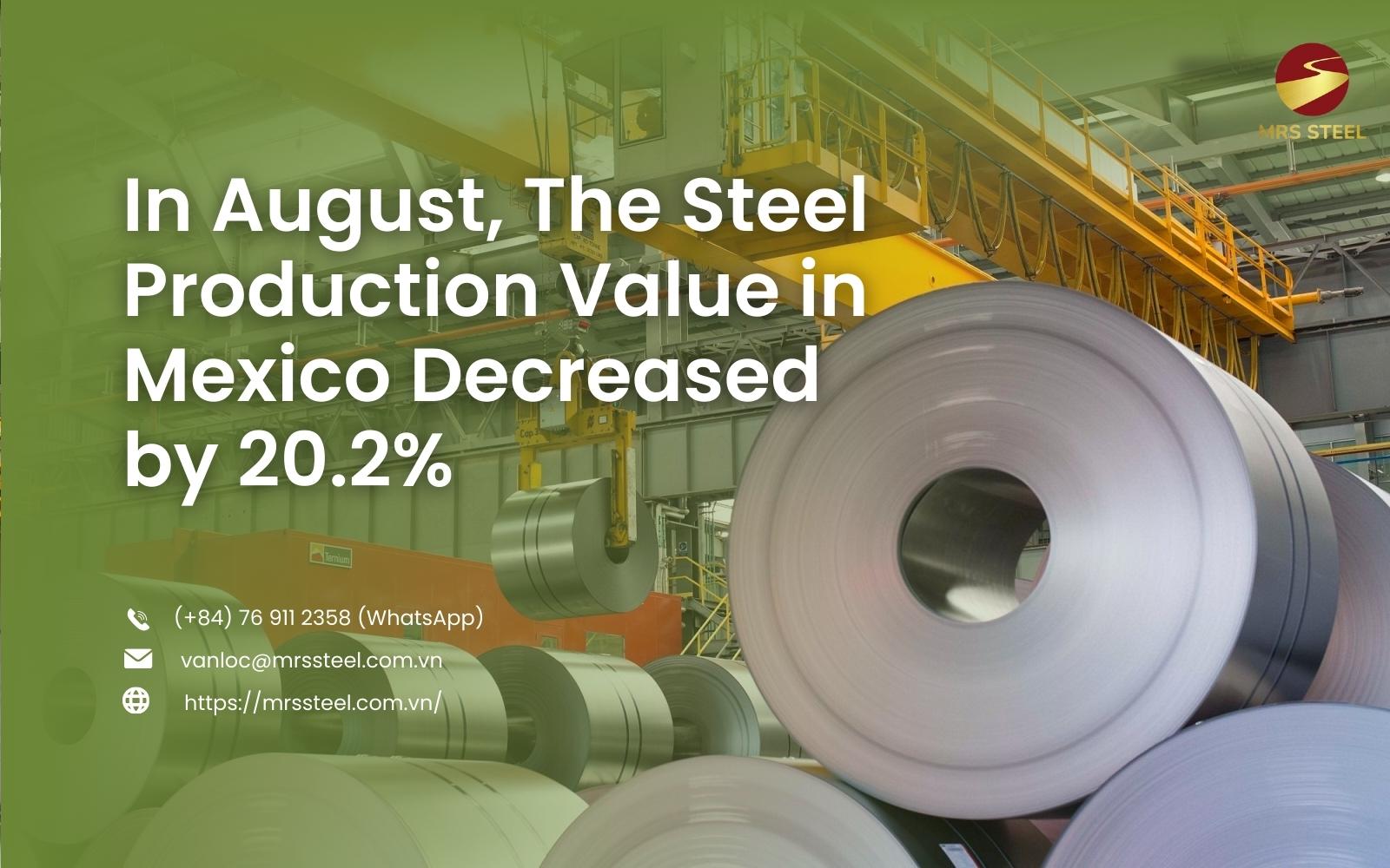 In August, The Steel Production Value in Mexico Decreased by 20.2%