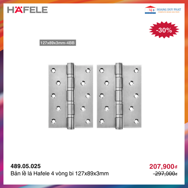 Bản lề lá Hafele 4 vòng bi 127x89x3mm 489.05.025