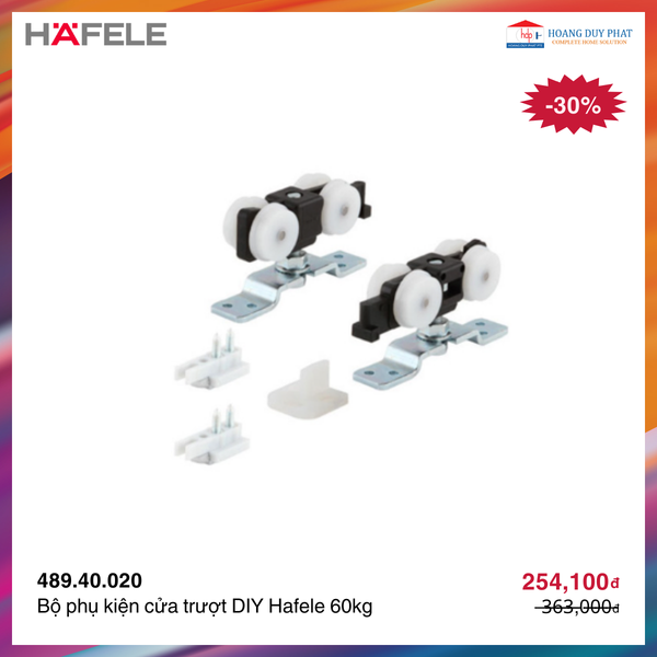 Bộ phụ kiện cửa lùa DIY Hafele 60kg/A 489.40.020
