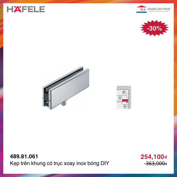 Kẹp trên khung có trục xoay inox bóng DIY 489.81.061