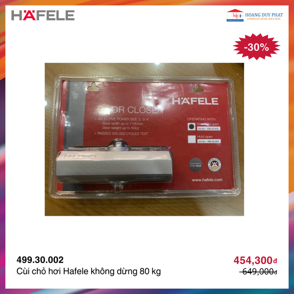 Cùi chỏ hơi Hafele không dừng 80 kg 499.30.002