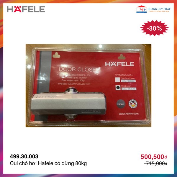 Cùi chỏ hơi Hafele có dừng 80kg 499.30.003
