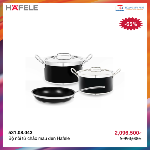 Bộ nồi từ chảo màu đen Hafele 531.08.043