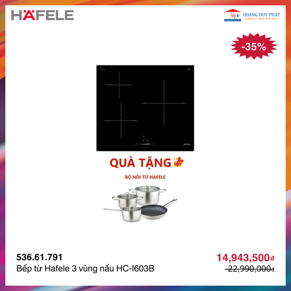 Bếp từ Hafele 3 vùng nấu HC-I603B 536.61.791