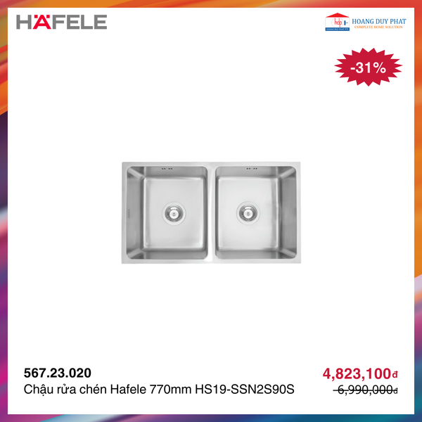 Chậu rửa chén Hafele 770mm HS19-SSN2S90S 567.23.020