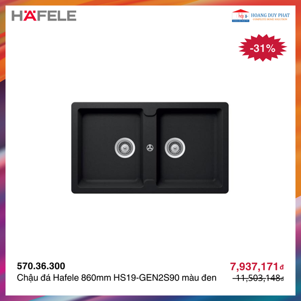 Chậu đá Hafele 860mm HS19-GEN2S90 570.36.300 màu đen