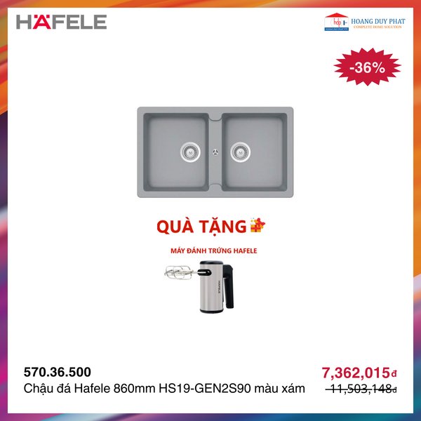 Chậu đá Hafele 860mm HS19-GEN2S90 570.36.500 màu xám