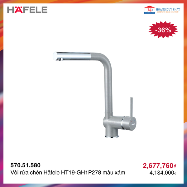 Vòi rửa chén Häfele HT19-GH1P278 570.51.580 màu xám