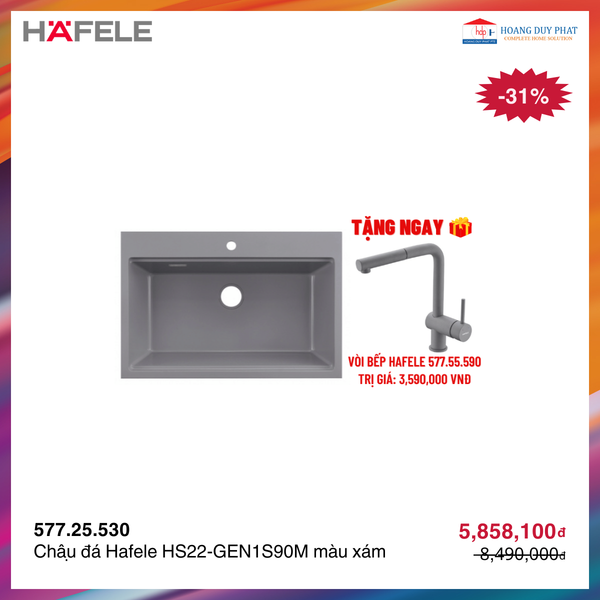 Chậu đá Hafele HS22-GEN1S90M màu xám 577.25.530