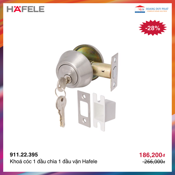 Khoá cóc 1 đầu chìa 1 đầu vặn Hafele - loại nhỏ 911.22.395