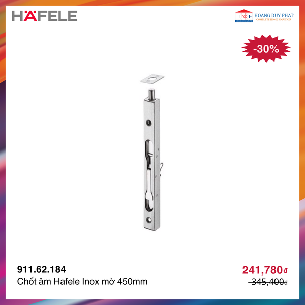 Chốt âm Hafele Inox mờ 450mm 911.62.184