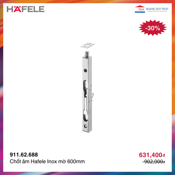 Chốt âm Hafele Inox mờ 600mm 911.62.688