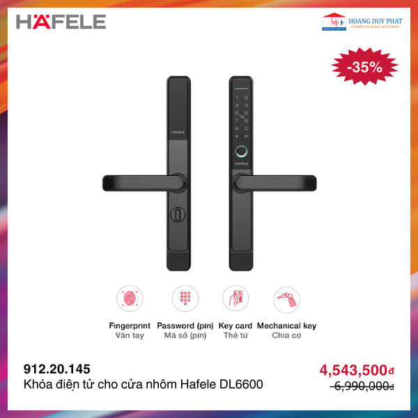 Khóa điện tử cho cửa nhôm Hafele DL6600 912.20.145