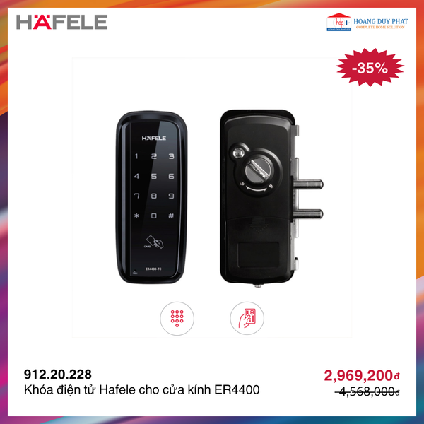 Khóa điện tử Hafele ER4400 cho cửa kính 912.05.700