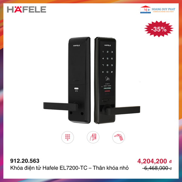 Khóa điện tử Hafele EL7200-TC 912.05.714 - Thân khóa nhỏ