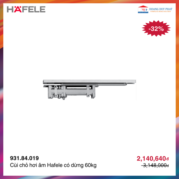 Cùi chỏ hơi âm Hafele có dừng 60kg 931.84.019