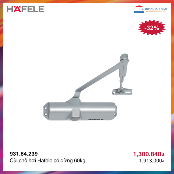 Cùi chỏ hơi Hafele có dừng 60kg 931.84.239