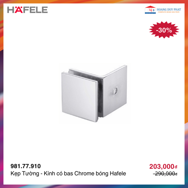 Kẹp Tường - Kính có bas Chrome bóng Hafele 981.77.910