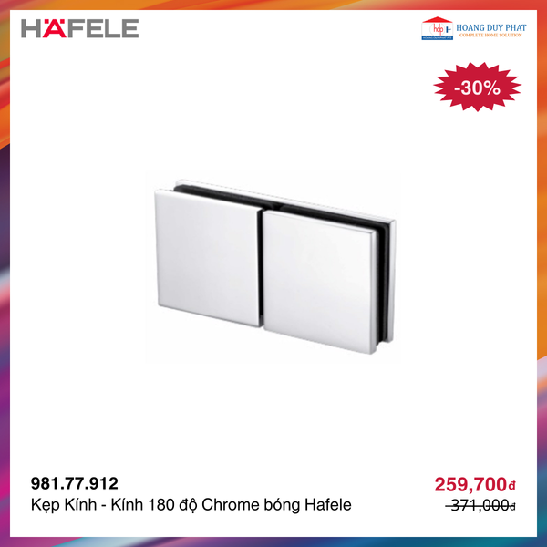 Kẹp Kính - Kính 180 độ Chrome bóng Hafele 981.77.912
