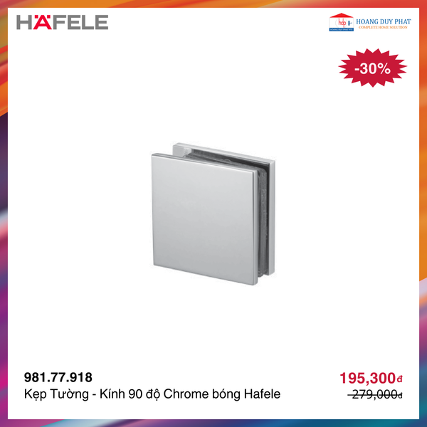 Kẹp Tường - Kính 90 độ Chrome bóng Hafele 981.77.918