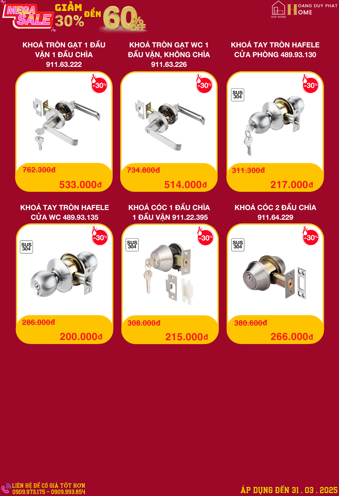 Khoá cửa và Tay nắm cửa Hafele