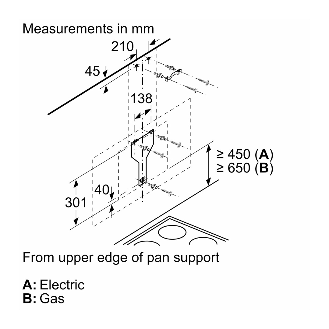 bản vẽ kỹ thuật Máy hút mùi áp tường Bosch 60cm DWK67CM60B Series 4 hình 1