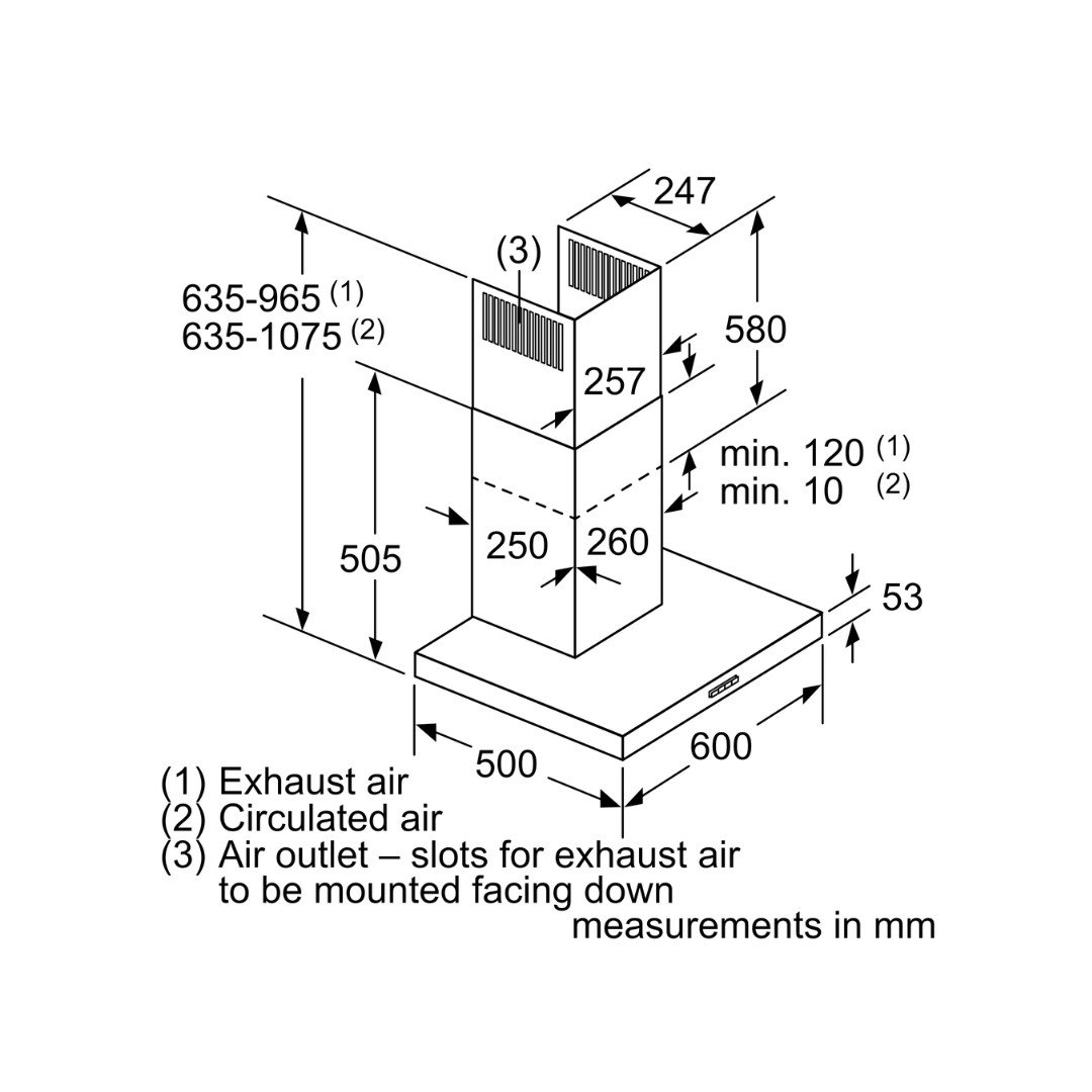 bản vẽ kỹ thuật Máy hút mùi gắn tường 60cm Bosch DWB66DM50B Series 4