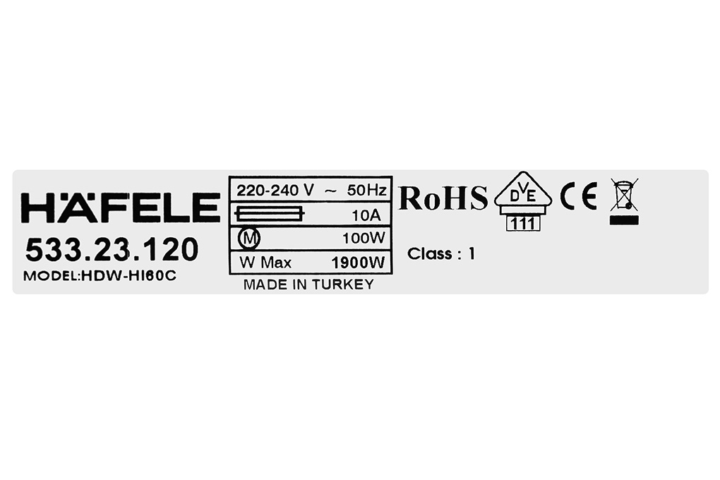 Máy rửa chén âm bán phần Hafele HDW-HI60C 533.23.120