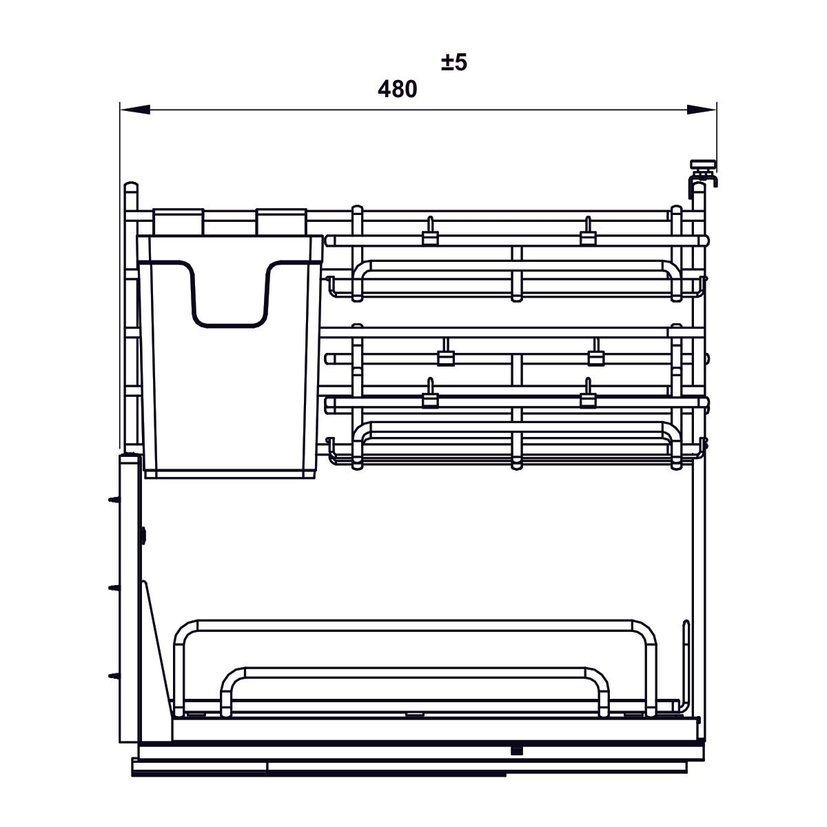 bản vẽ kỹ thuật RỔ GIA VỊ DAO THỚT NAN OVAN INOX 304 HAFELE OMERO MULTI