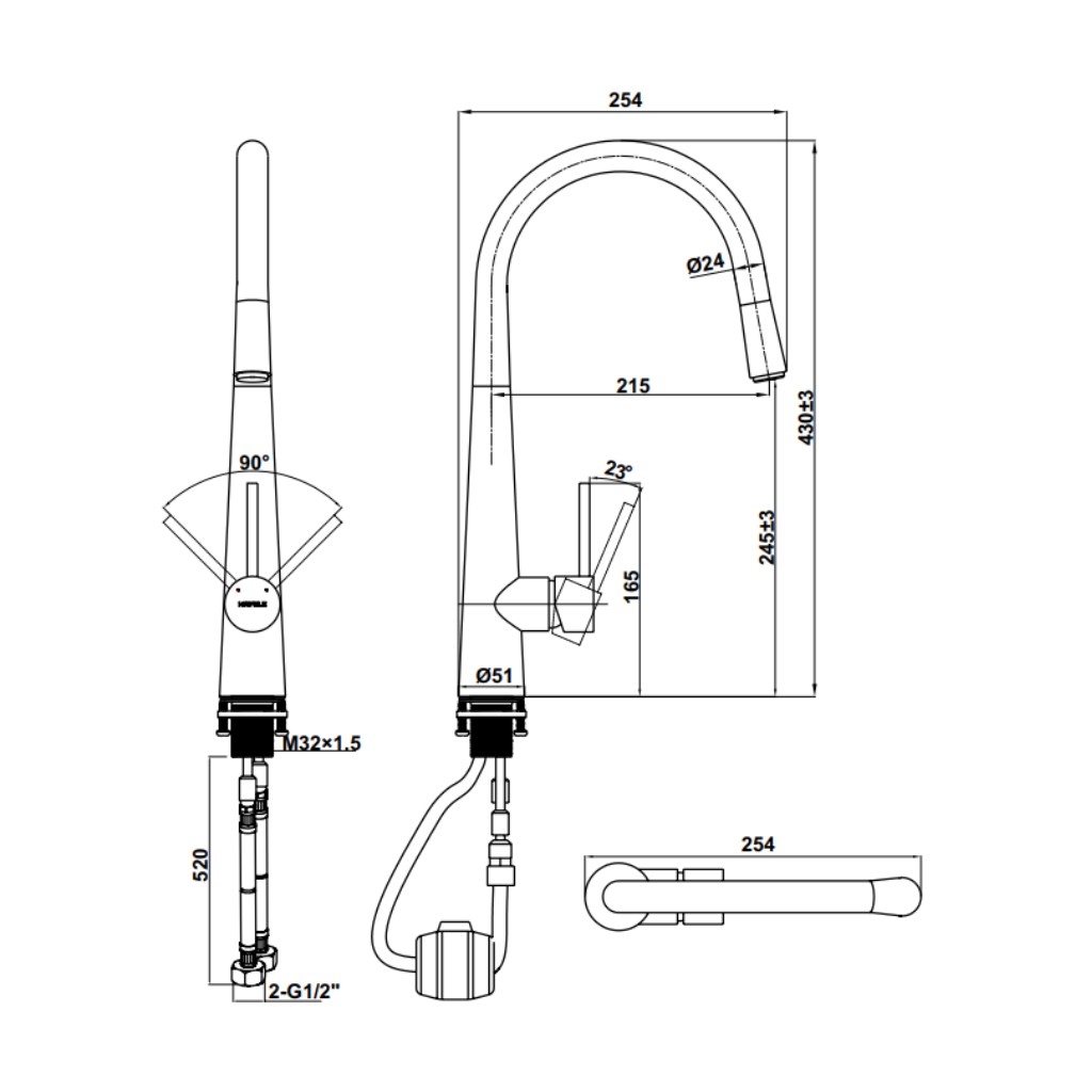 Vòi bếp Hafele HT21-CH1P245 577.55.220