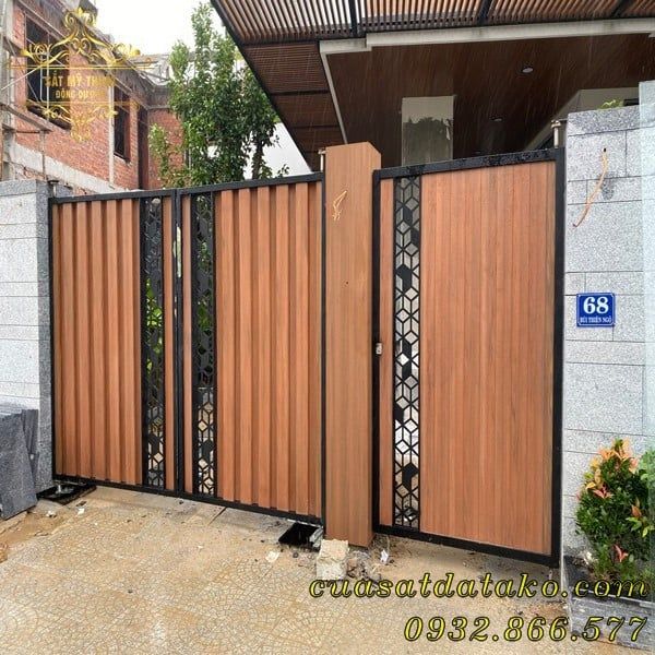 mẫu cửa cổng gỗ nhựa hiện đại