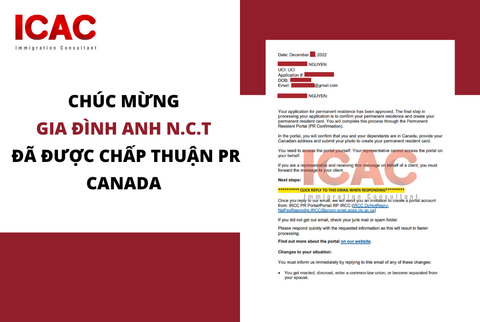 CHÚC MỪNG GIA ĐÌNH ANH N.C.T ĐÃ ĐƯỢC CHẤP THUẬN PR CANADA
