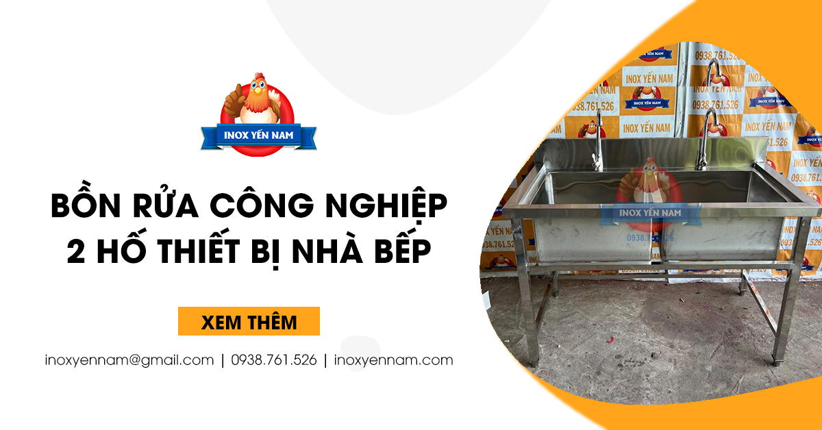 Bồn Rửa Công Nghiệp 2 Hố - Thiết Bị Nhà Bếp Tiện Dụng