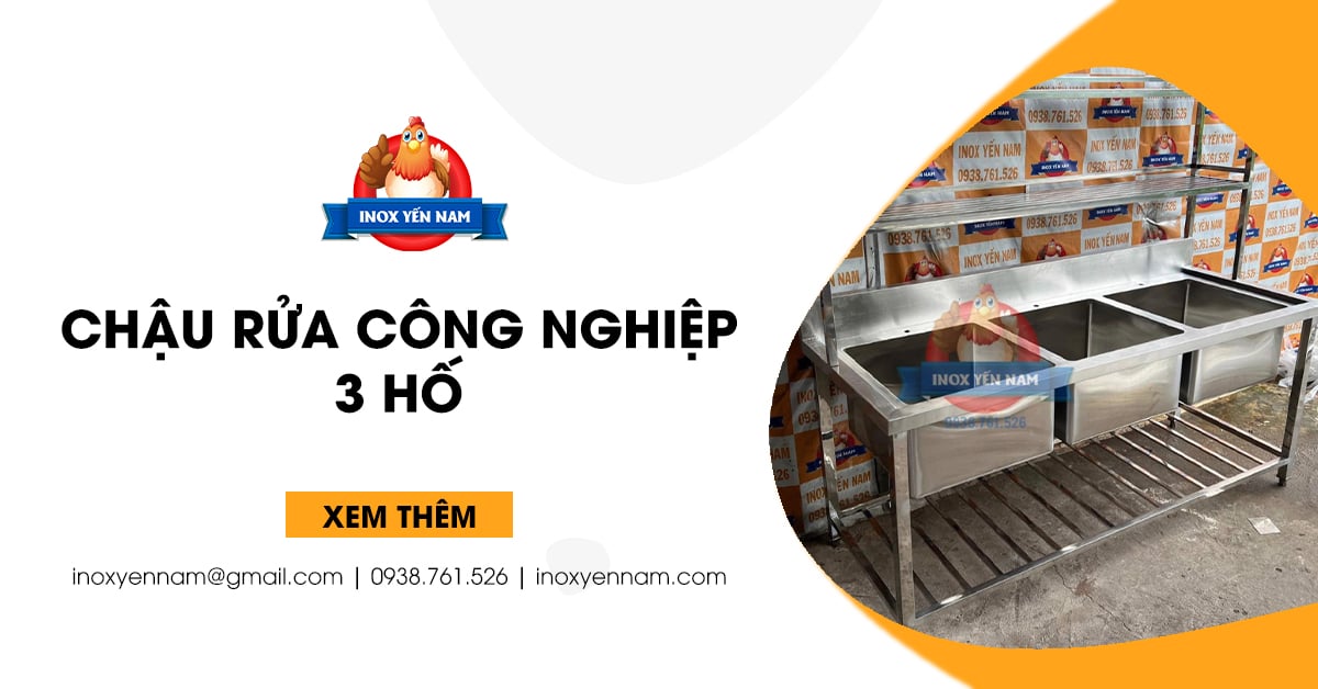 Chậu Rửa Công Nghiệp 3 Hố Phù Hợp Nhất Cho Khu Sơ Chế