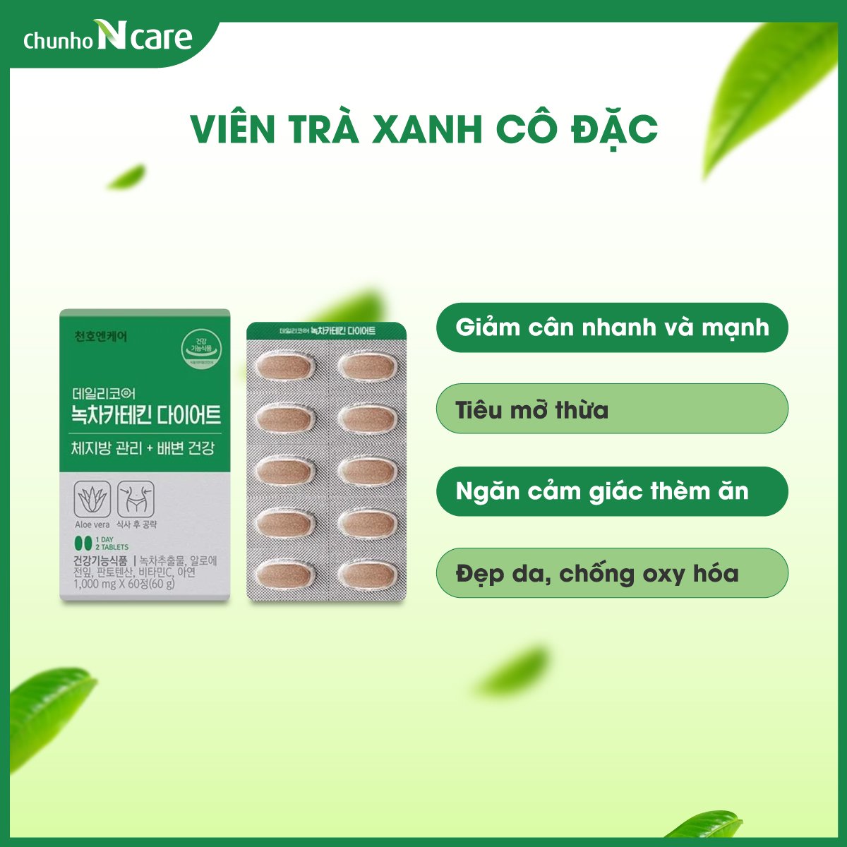 Công dụng viên trà xanh giảm mỡ