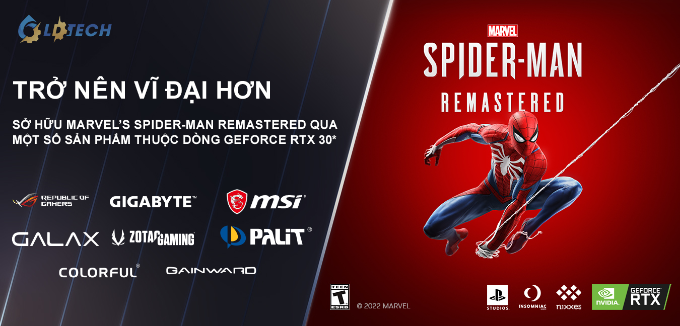 Sở hữu Marvel’s Spider-Man Remastered qua một số sản phẩm thuộc Dòng GeForce RTX 30