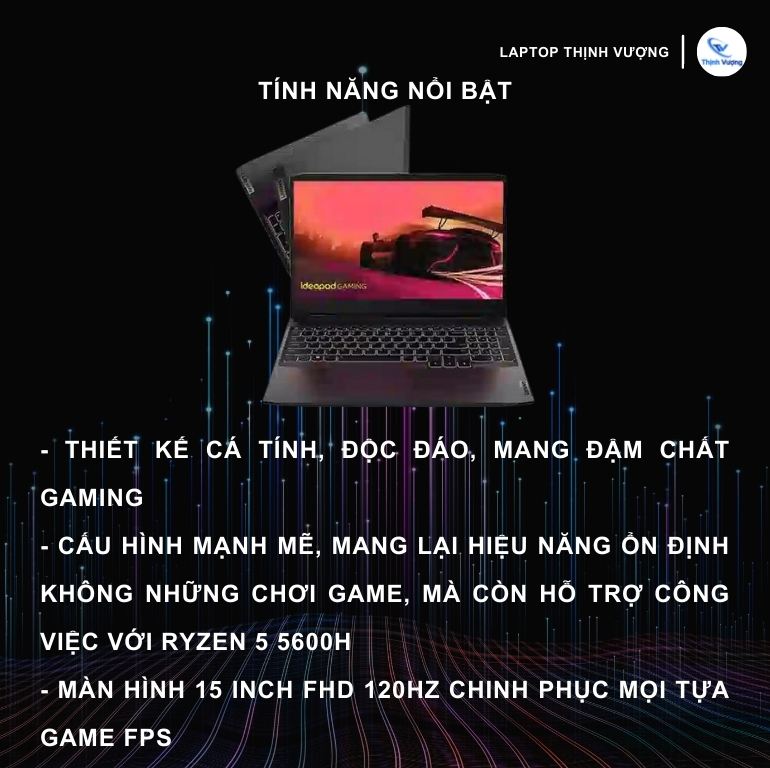 Laptop Lenovo Ideapad Gaming 3 Ryzen 5-5600H | 8GB | 256GB | GTX 1650–  Laptop Thịnh Vượng