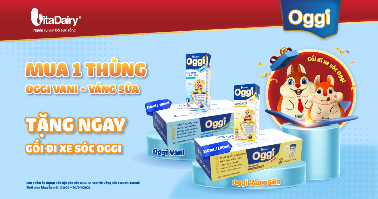 Tặng Gối Đi Xe Sóc Oggi Siêu Cưng Cho Bé, Khi Mua Oggi Phát Triển Toàn Diện Với 2 Vị (Vani, Váng Sữa) Thơm Ngon