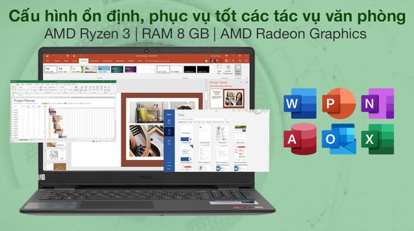 Laptop Dell Inspiron 3505 R3 3250U /8GB /256GB/Office H&S/Win10 (Y1N1T3)