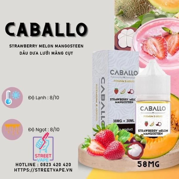 Giới Thiệu Tinh Dầu Caballo Salt Strawberry Melon Mangosteen