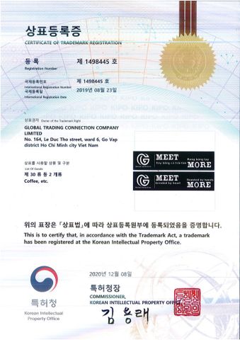 Thương hiệu MEET MORE được cấp Sở Hữu Trí Tuệ tại Hàn Quốc
