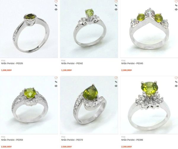 nhẫn đá quý Peridot