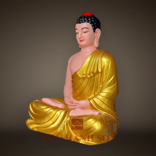 Tượng Phật Thích Ca ngồi tòa sen composite cao 370cm nhủ vàng