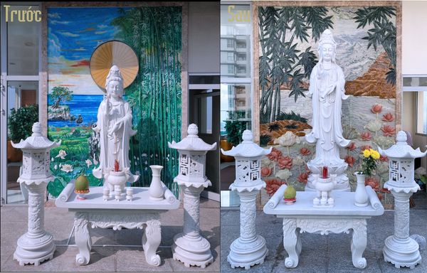 vách tượng được thiết kế và điêu khắc hồ sne - Ngọc onyx