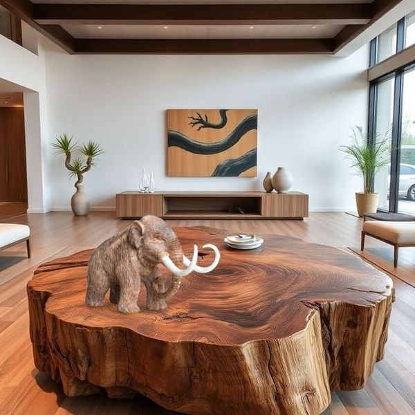 Tượng voi canxit - ngà đá trắng - trang trí phòng khách