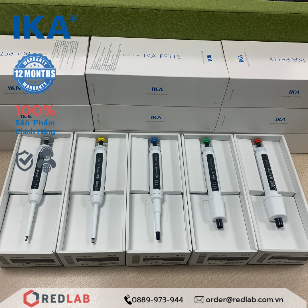Pipet đơn kênh - Micropipet IKA thay đổi thể tích 0.1 - 2ul, 0.5 - 10ul, 10 - 100ul,  20 - 200ul, 100 - 1000ul, 0.5 - 5ml, 1 - 10ml.