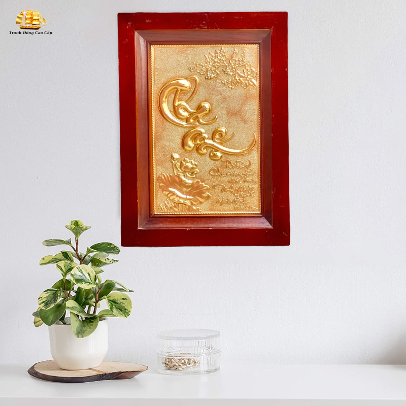 Tranh chữ Cha mẹ 28x38 mạ VÀNG 24K