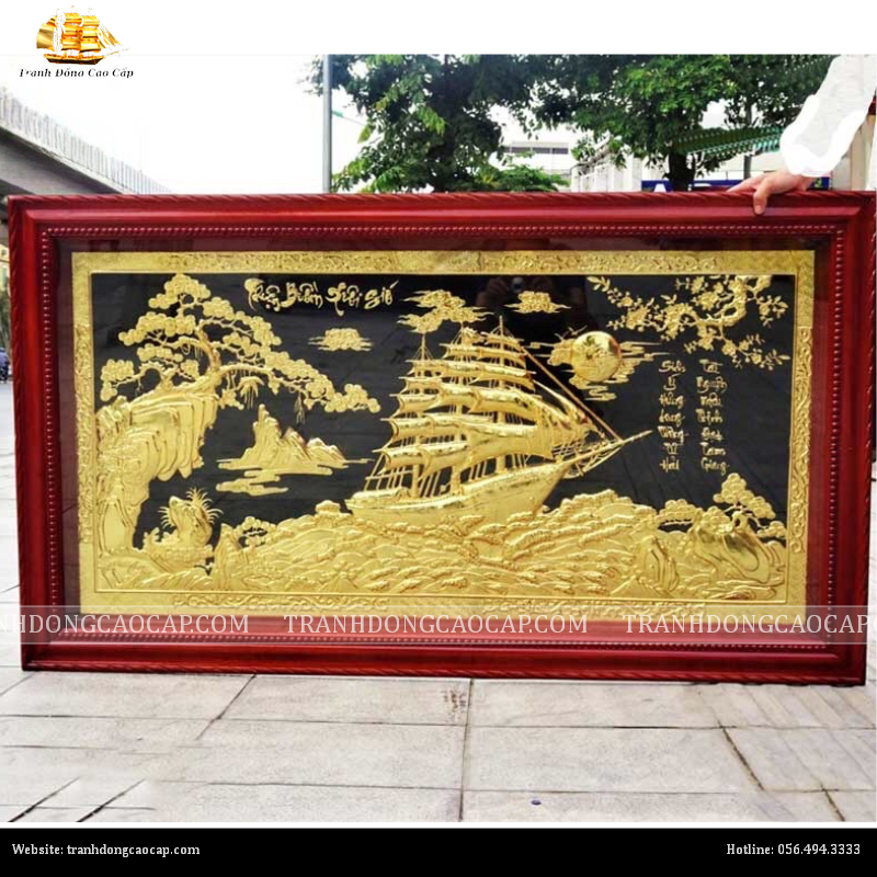 Tranh Thuận Buồm Xuôi Gió 85x155cm dát vàng