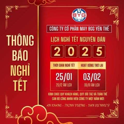 📢 THÔNG BÁO LỊCH NGHỈ TẾT NGUYÊN ĐÁN 2025 🌸
